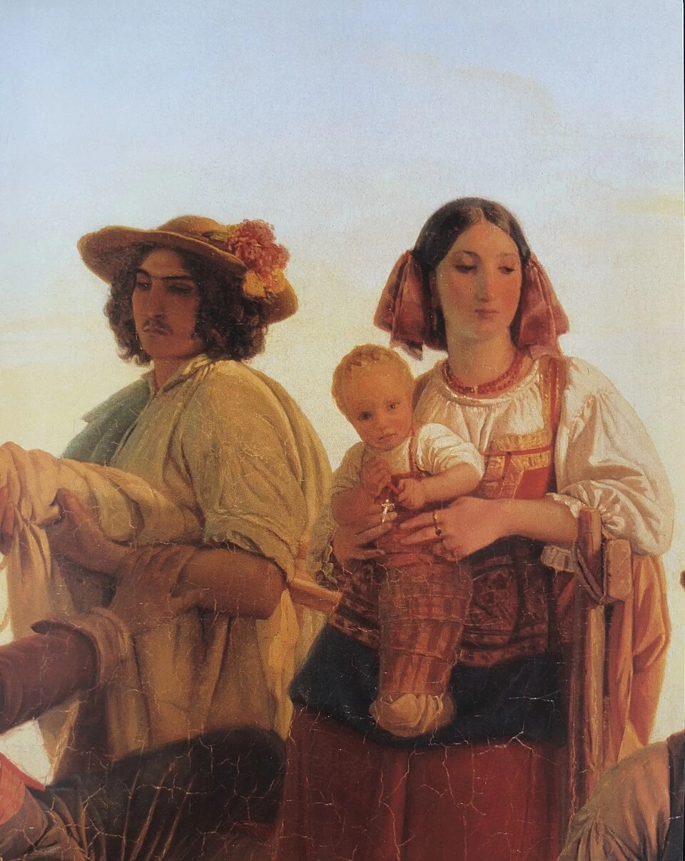 L'arrivo dei mietitori nelle paludi pontine - Léopold Robert, Museo del Louvre, Parigi, dettaglio